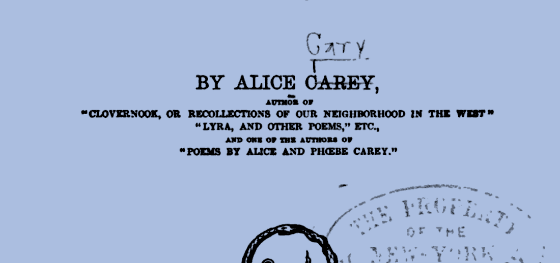 Ghosts on the Page: Alice Cary’s “Hagar: A Story of To-Day” and Other Lost Books